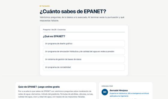 Vista de Quiz de EPANET