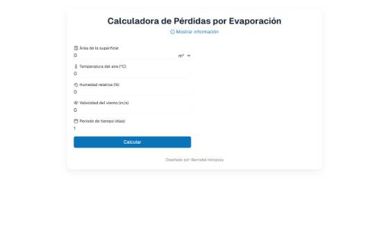 Vista de Pérdidas por evaporación