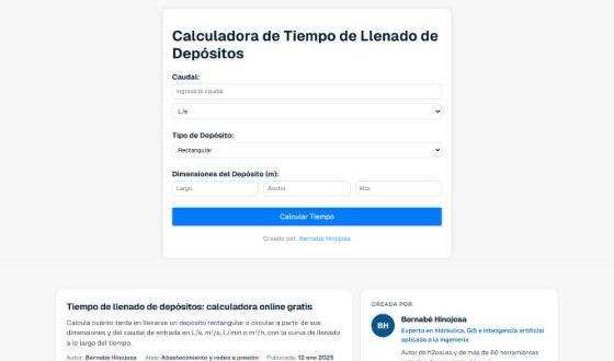 Vista de Tiempo de llenado de depósitos