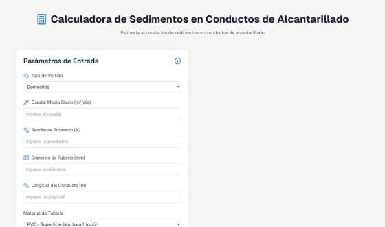 Vista de Sedimentos en colectores