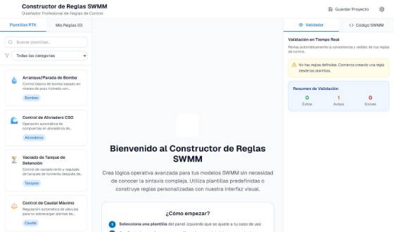 Vista de Reglas de control SWMM